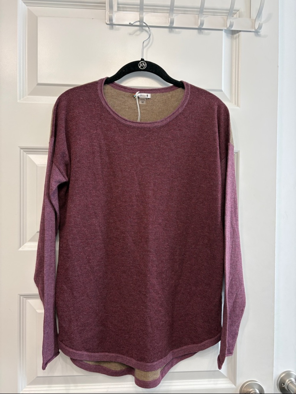 Smartwool Heather Shadowpine Colorblock Crew Sweater in Plum/Berry Color